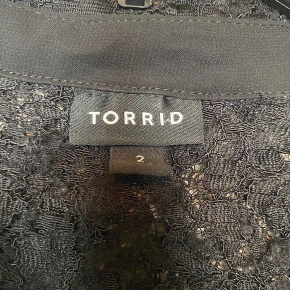 TORRID woman's plus size 2X Madison black lace button up long sleeve top shirt - Picture 14 of 15